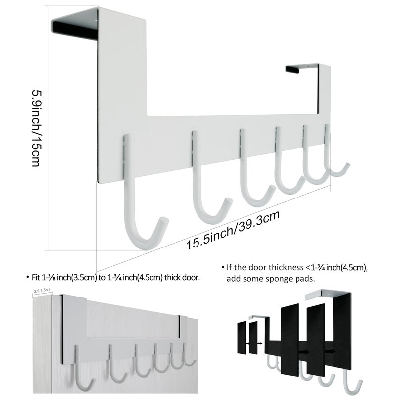 WEBI Over The Door Hook for Hanging Door Hanger,Over Door Towel Rack,Door Coat Rack for Towels,Clothes,Behind Back of Bathroom,White - Image 5